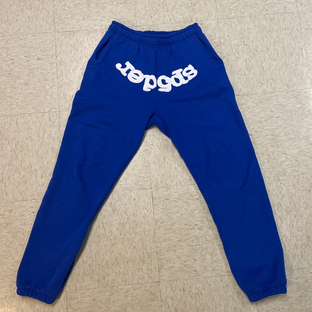 Blue sp5der world wide pants size Large